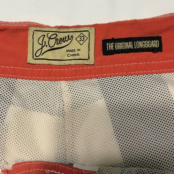 J CREW Board Shorts Mens 33 Navy Blue Plaid Swim Trunks 9" Long Board Mesh Lined - Picture 3 of 7